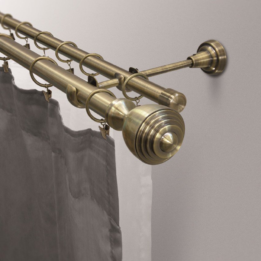 Karnisz metalowy SATURN podwójny mosiądz